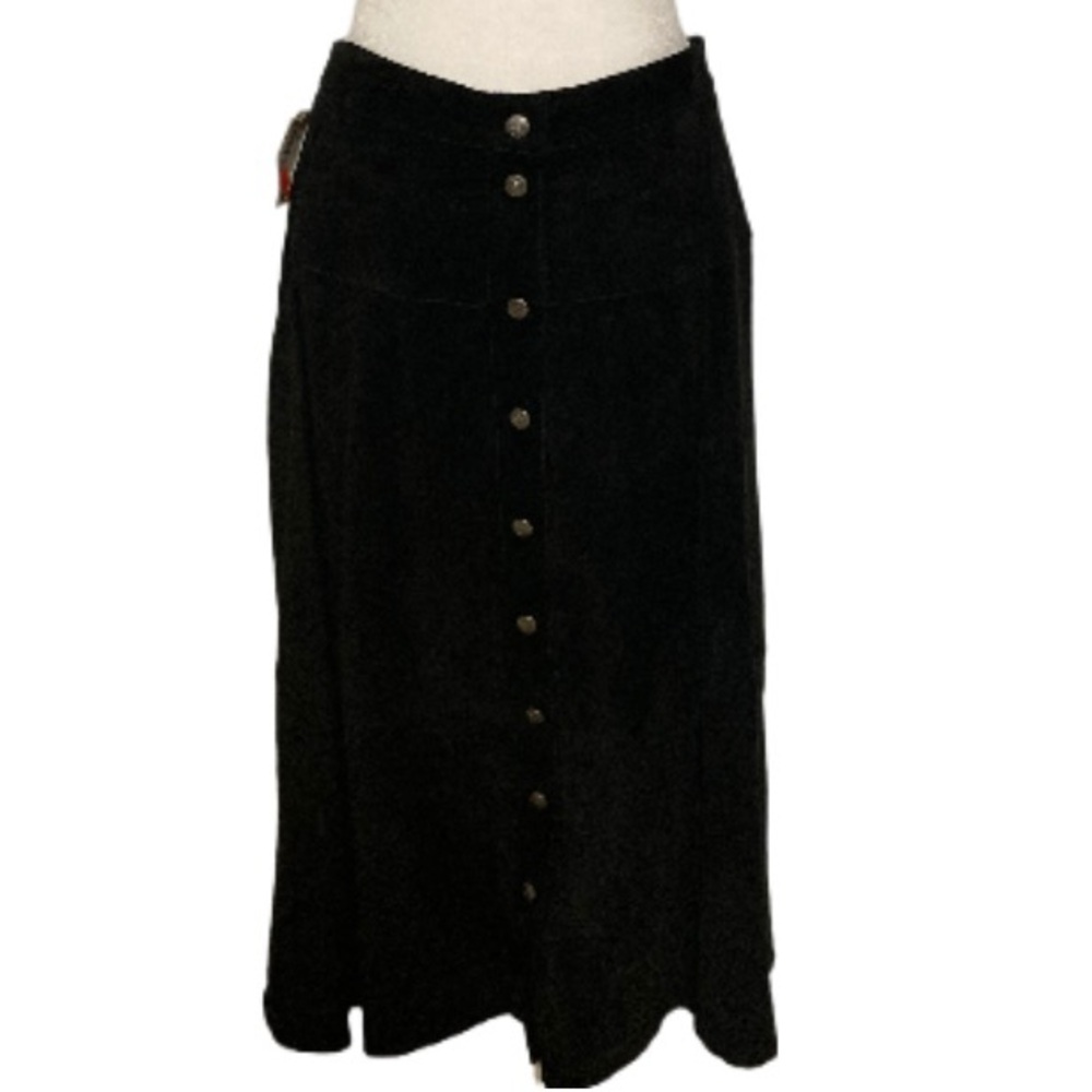 NWT Carole Little Petites Genuine Suede Leather Black Skirt Size 12Petite